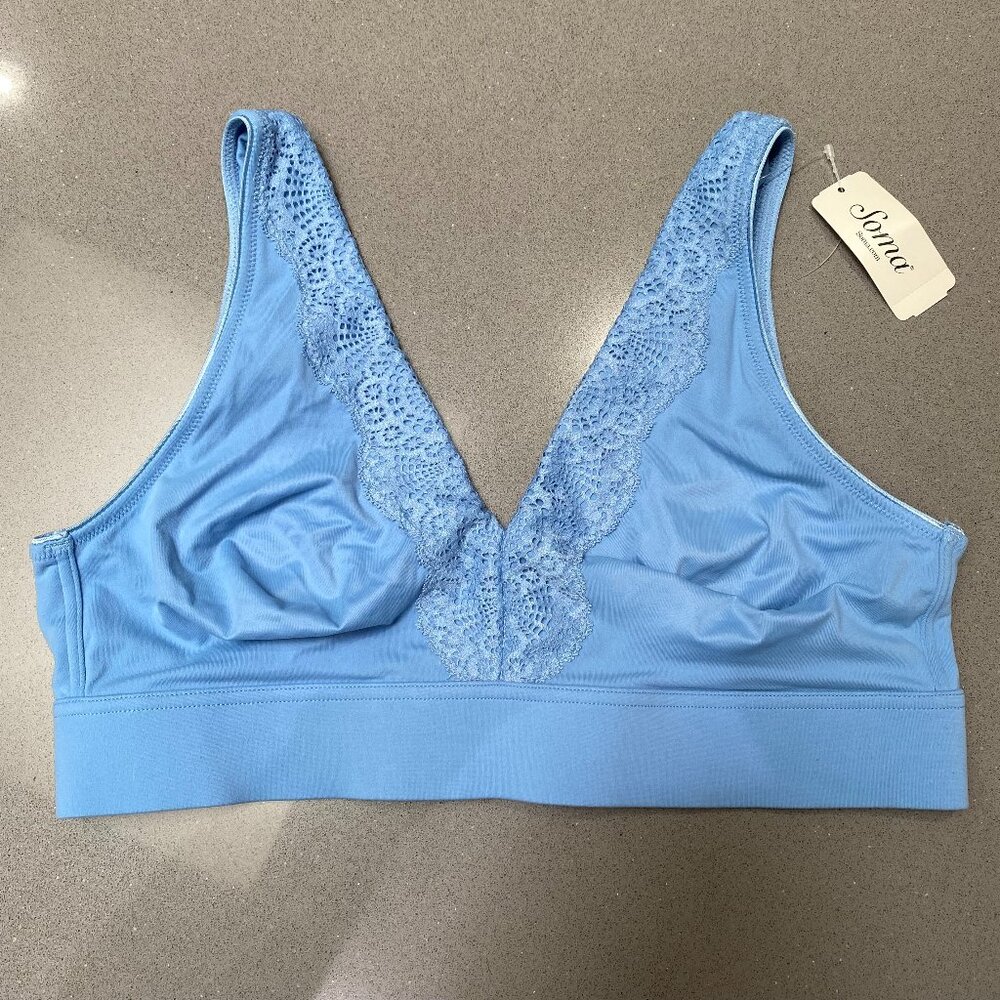 NEW Soma Embraceable Wireless Unlined Geo Lace Bra